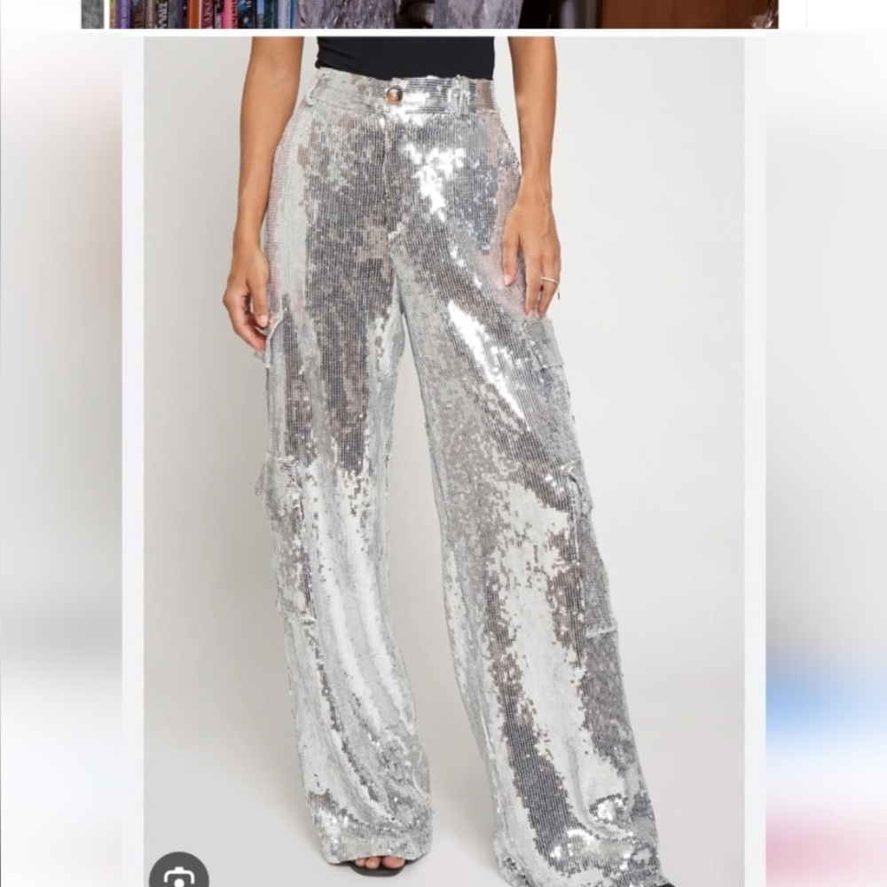 Glamorous Silver Sequin Wide Leg Pants